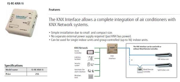 Fujitsu Air Conditioning FJRCKNX1I Interface KNX Networks KNX Interface for Splits & VRF